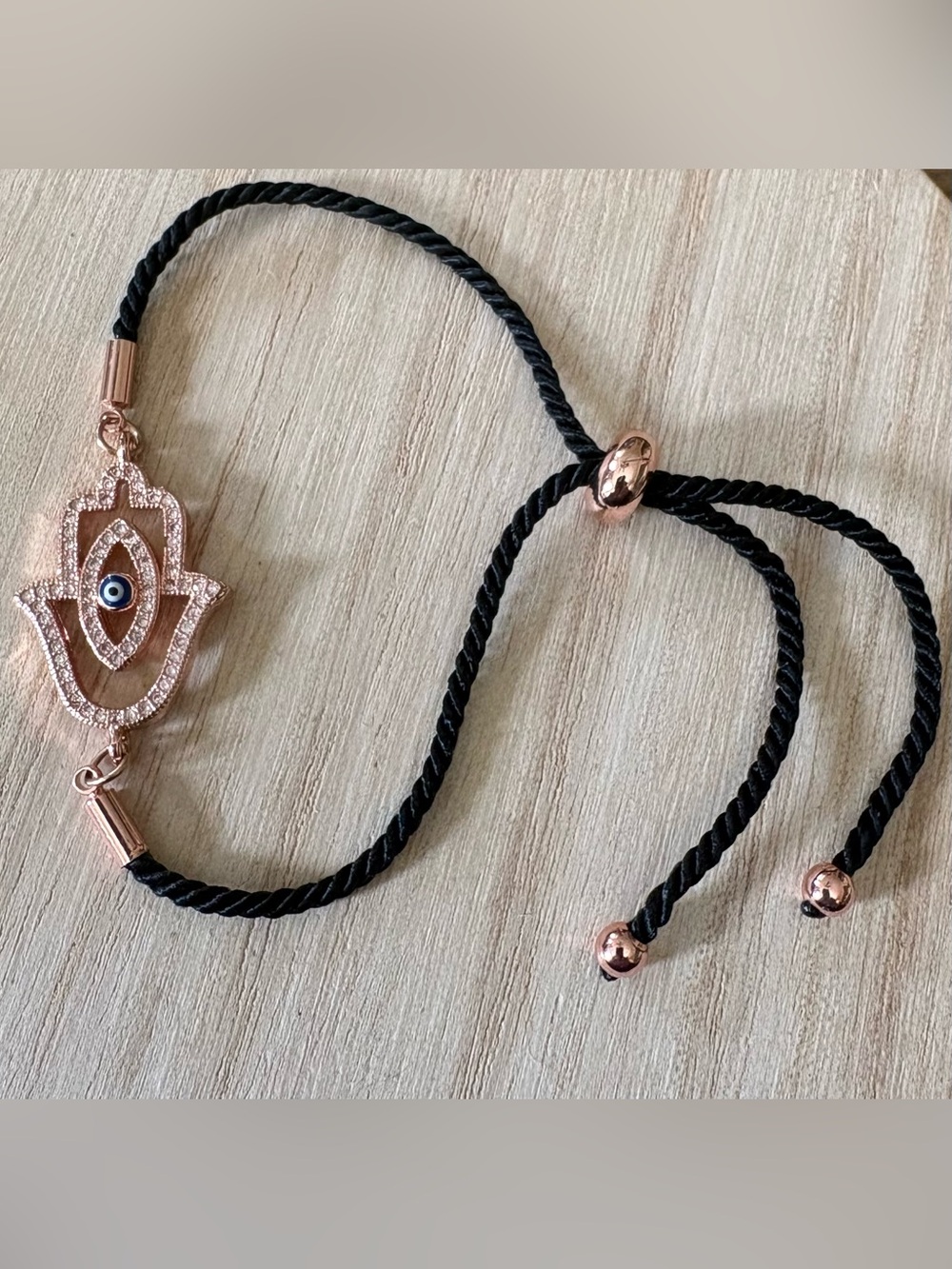 Rose Gold-Toned Hamsa and Evil Eye Pave-Set Bracelet
